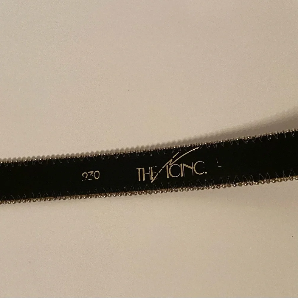 THE ICING BELT SILVER SPARKLE GLITTER METALLIC BEADED EDGES VINTAGE SIZE L